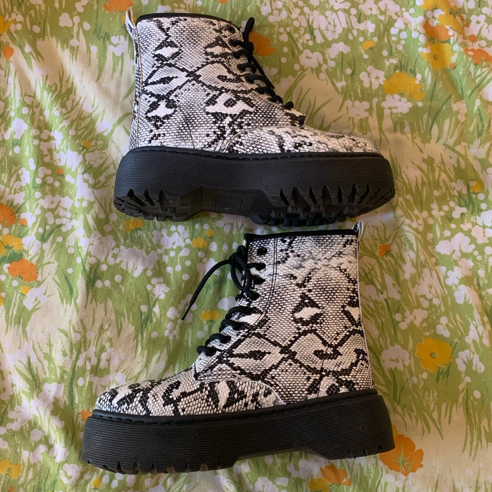 Snakeskin combat boots size 7.5